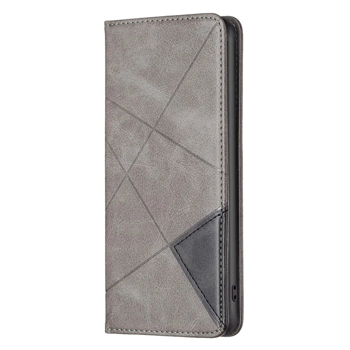 For Google Pixel 7 5G Leather Case with Card Holder Imprinting Pattern Phone Stand Cover - Grey - 7