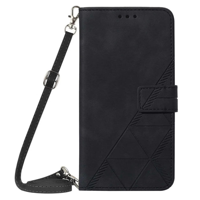 For Google Pixel 7 5G Leather Case with Shoulder Strap Wallet Stand Phone Cover - Black - 2