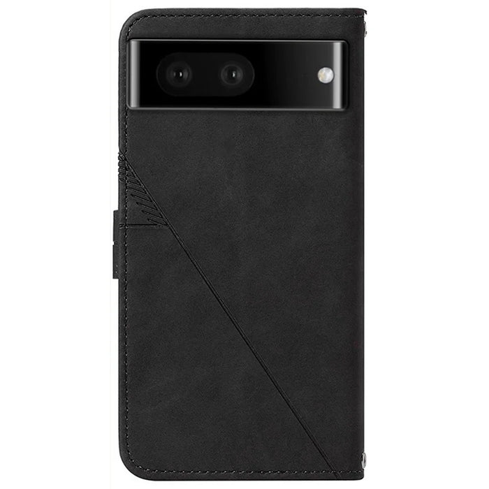 For Google Pixel 7 5G Leather Case with Shoulder Strap Wallet Stand Phone Cover - Black - 3