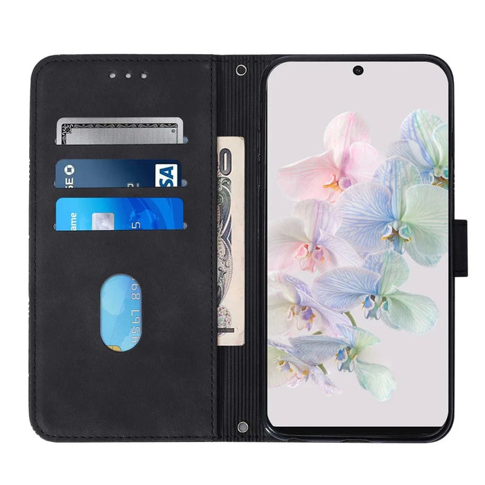 For Google Pixel 7 5G Leather Case with Shoulder Strap Wallet Stand Phone Cover - Black - 4