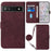 For Google Pixel 6a Leather Case with Shoulder Strap Wallet Stand Phone Cover - Wine Red - 1