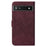 For Google Pixel 6a Leather Case with Shoulder Strap Wallet Stand Phone Cover - Wine Red - 3