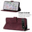 For Google Pixel 6a Leather Case with Shoulder Strap Wallet Stand Phone Cover - Wine Red - 5