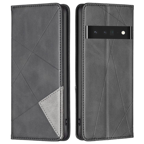 For Google Pixel 7 Pro 5G Leather Case with Card Holder Imprinting Pattern Phone Stand Cover - Black - 1
