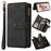 For Google Pixel 7 Pro 5G Zipper Wallet Case with 15 Card Slots and Strap Leather Phone Cover - Black - 1