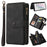 For Google Pixel 7 5G Zipper Wallet Case with 15 Card Slots and Strap Leather Phone Cover - Black - 1