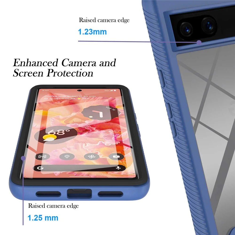 For Google Pixel 7 5G YB PC Series-6 Built-In PET Screen Film Phone Cover, Shockproof TPU+PC Detachable Shell - Sapphire - 3