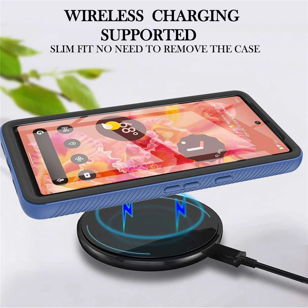 For Google Pixel 7 5G YB PC Series-6 Built-In PET Screen Film Phone Cover, Shockproof TPU+PC Detachable Shell - Sapphire - 5