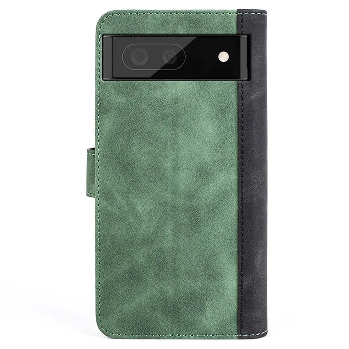 For Google Pixel 7 Pro 5G Splicing PU Leather + TPU Case Stand Wallet Magnetic Clasp Phone Cover - Green - 7