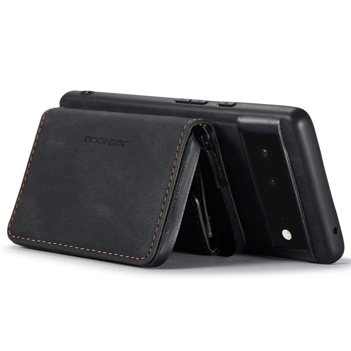 JEEHOOD For Google Pixel 7 5G Kickstand Zipper Wallet Phone Case Detachable Leather Coated TPU Phone Case - Black - 3