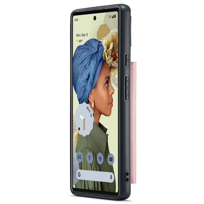 JEEHOOD Detachable Wallet Phone Case for Google Pixel 7 5G Kickstand PU Leather Coated TPU Shell - Rose Gold - 6