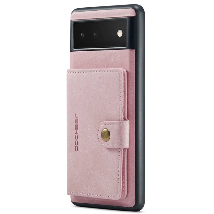 JEEHOOD Detachable Wallet Phone Case for Google Pixel 7 5G Kickstand PU Leather Coated TPU Shell - Rose Gold - 7