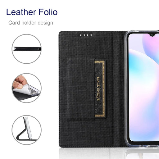 VILI DMX Series for Google Pixel 6a PU Leather Phone Case Hands-free Stand Protective Cover with Card Holder - Black - 2