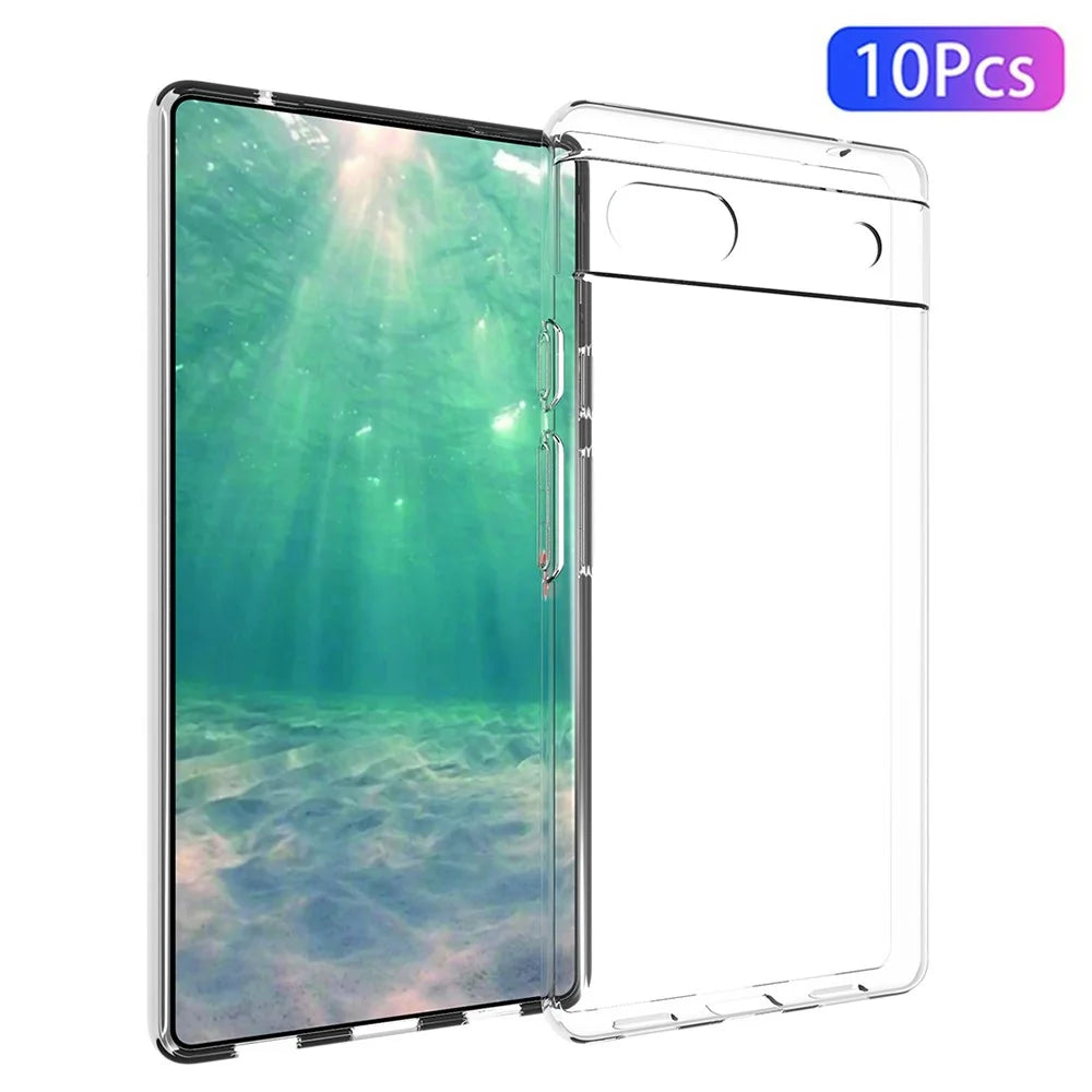 For Google Pixel 6a 10Pcs/Pack Inner Watermark-Free Wear-Resistant Clear TPU Phone Case Soft Back Shell Cover - 1