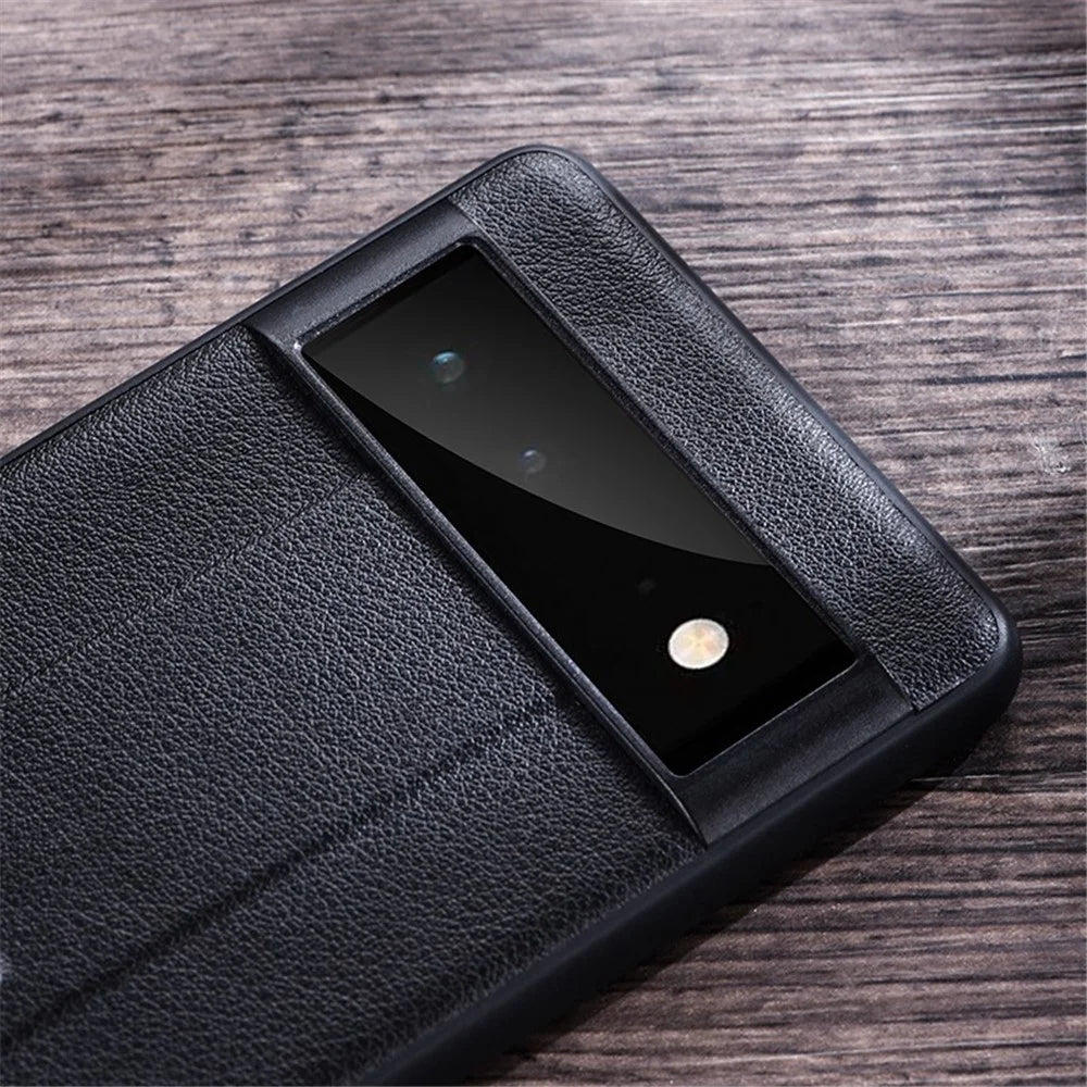 For Google Pixel 7 Pro 5G PU Leather Coated Hard PC Anti-Scratch Protective Shell Kickstand Hands-free Phone Cover - Red - 3