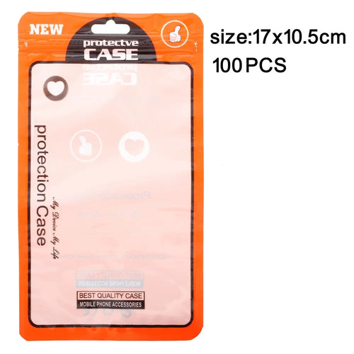 100Pcs/Lot Zip Lock Plastic Retail Packaging Bag for iPhone X/8/8 Plus Cases, Inner Size: 17 x 10.5cm - Orange - 1