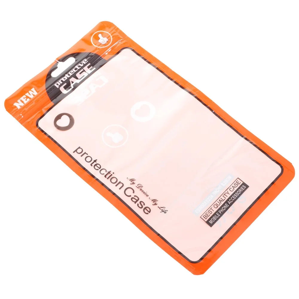 100Pcs/Lot Zip Lock Plastic Retail Packaging Bag for iPhone X/8/8 Plus Cases, Inner Size: 17 x 10.5cm - Orange - 2