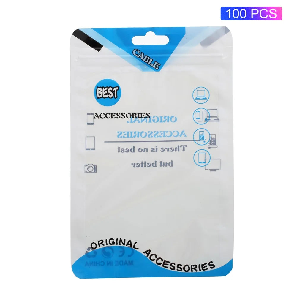 100Pcs/Lot Ziplock Package Packaging Bag for iPhone SE/5S/5 Case, Inner Size: 13x9cm - Blue - 1
