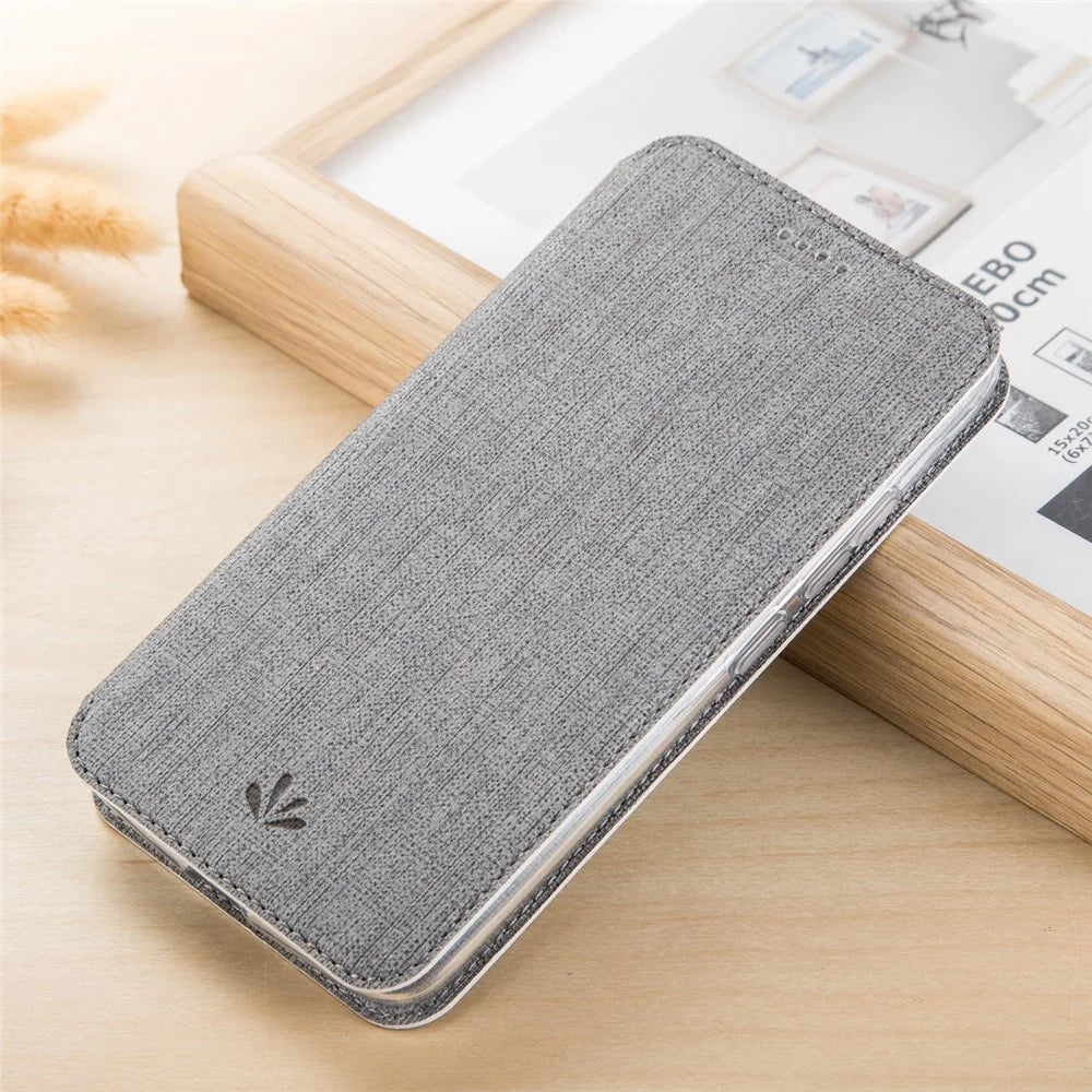 VILI DMX Cross Texture Card Slot Leather Stand Cover for Asus Zenfone 5Z ZS620KL/5 ZE620KL - Grey - 1