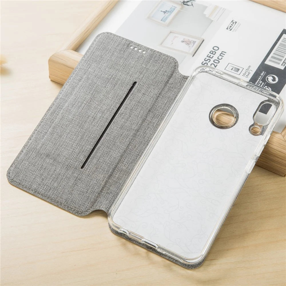 VILI DMX Cross Texture Card Slot Leather Stand Cover for Asus Zenfone 5Z ZS620KL/5 ZE620KL - Grey - 3