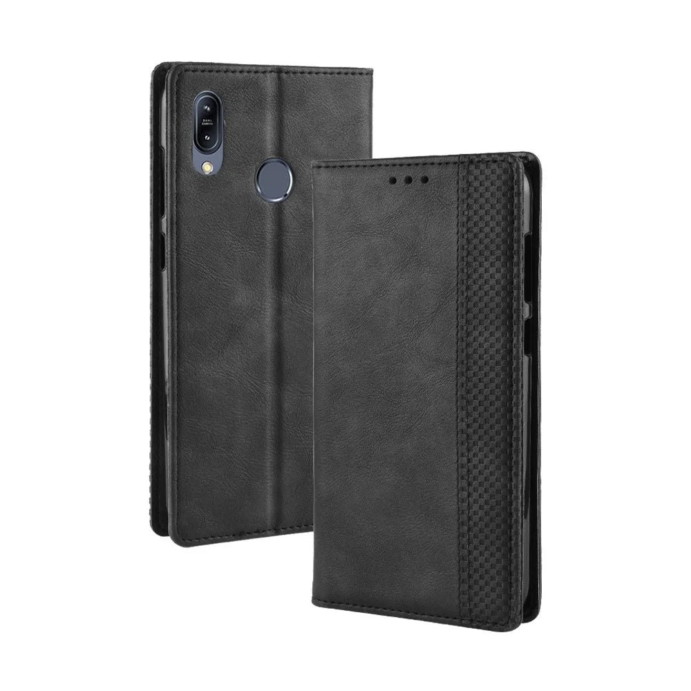 Vintage Style Wallet Leather Stand Cover for Asus Zenfone Max (M2) ZB633KL - Black - 2