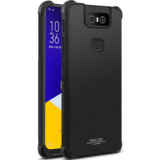 IMAK Silky Anti-drop Soft TPU Phone Cover + Screen Protector Film for Asus Zenfone 6 ZS630KL - Matte Black - 1