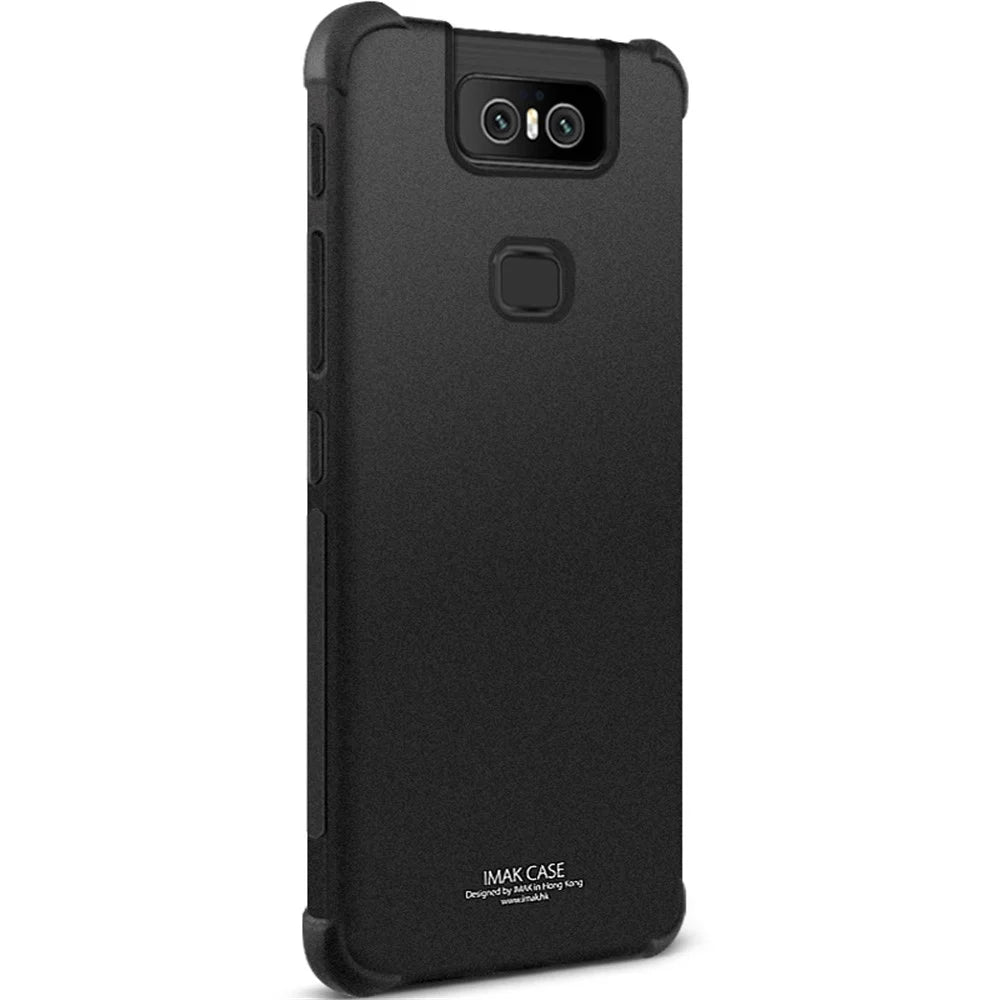 IMAK Silky Anti-drop Soft TPU Phone Cover + Screen Protector Film for Asus Zenfone 6 ZS630KL - Matte Black - 4