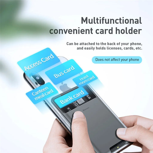 BASEUS Phone Back Stick Silicone Card Bag Portable Card Holder for Mobile Phones - Dark Grey - 2