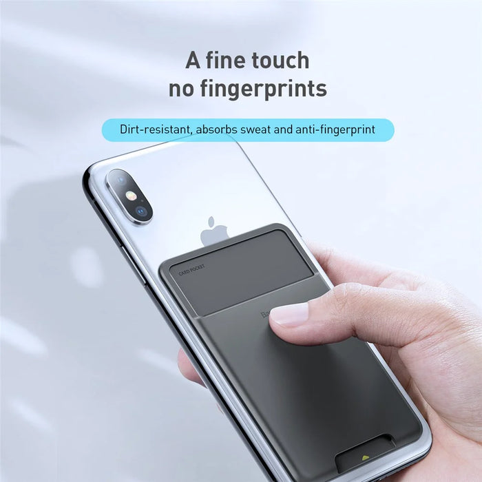 BASEUS Phone Back Stick Silicone Card Bag Portable Card Holder for Mobile Phones - Dark Grey - 5