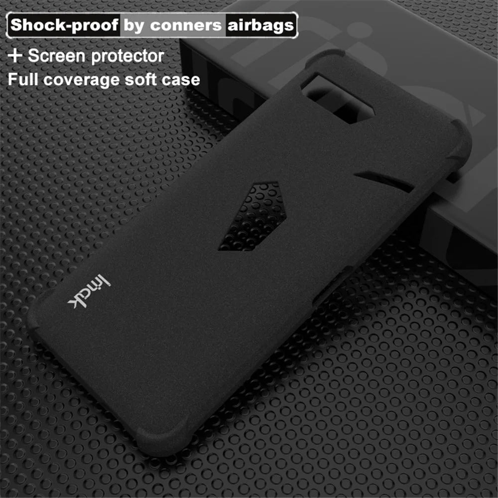 IMAK for Asus ROG Phone II ZS660KL TPU Cover + Explosion-proof Screen Film - Matte Black - 2