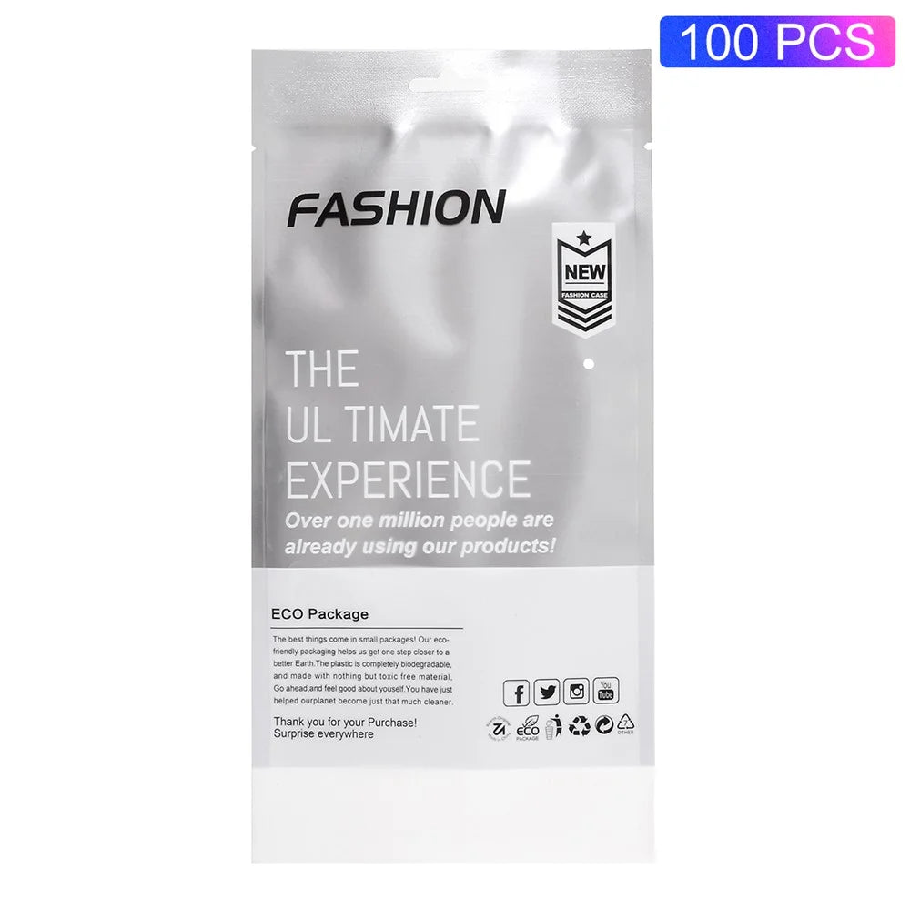 100Pcs/Lot Ziplock Package Pouch for iPhone Samsung HTC Sony Etc. Slim Cases, Size: 23x11.5cm - 1