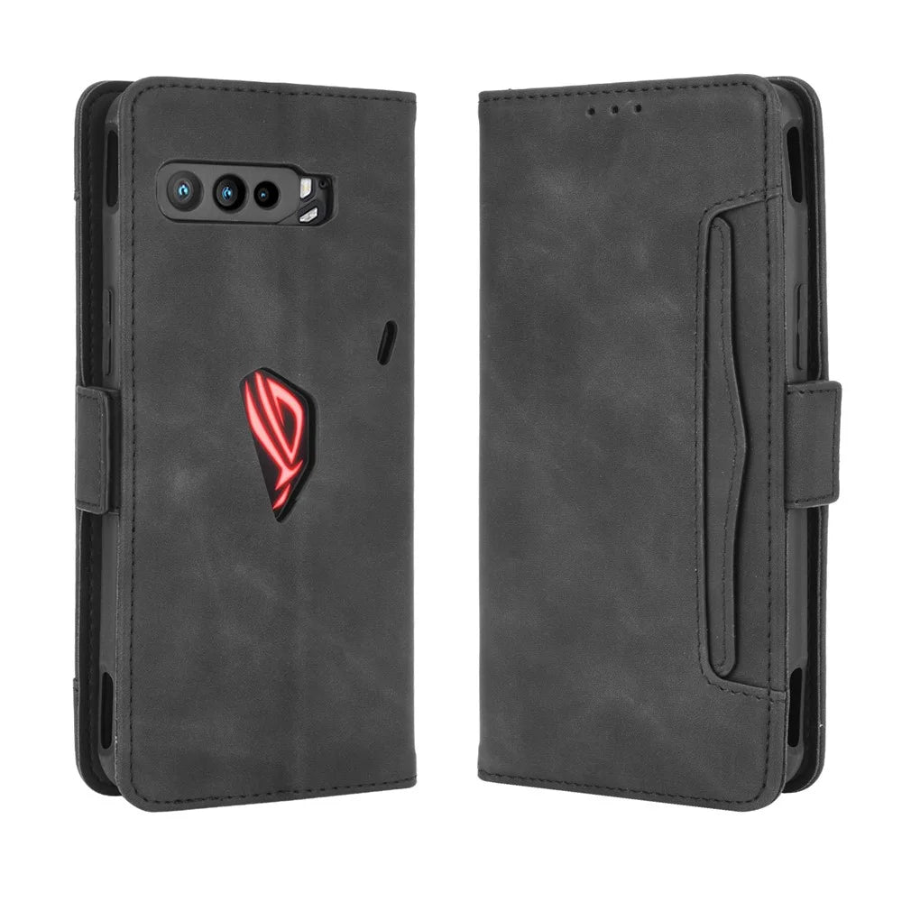 Wallet Stand Flip Leather Protective Case for Asus ROG Phone 3/ZS661KS/ROG Phone 3 Strix - Black - 2