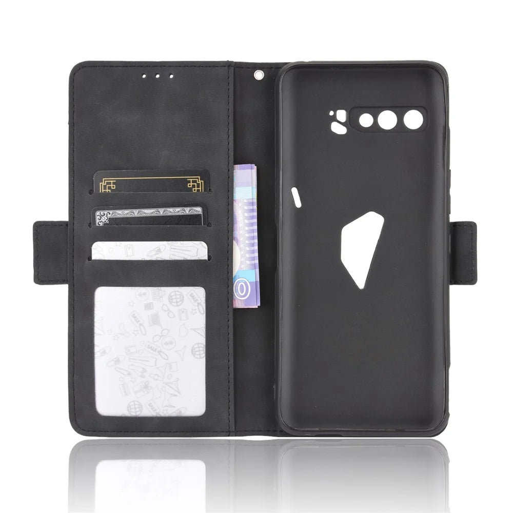 Wallet Stand Flip Leather Protective Case for Asus ROG Phone 3/ZS661KS/ROG Phone 3 Strix - Black - 5