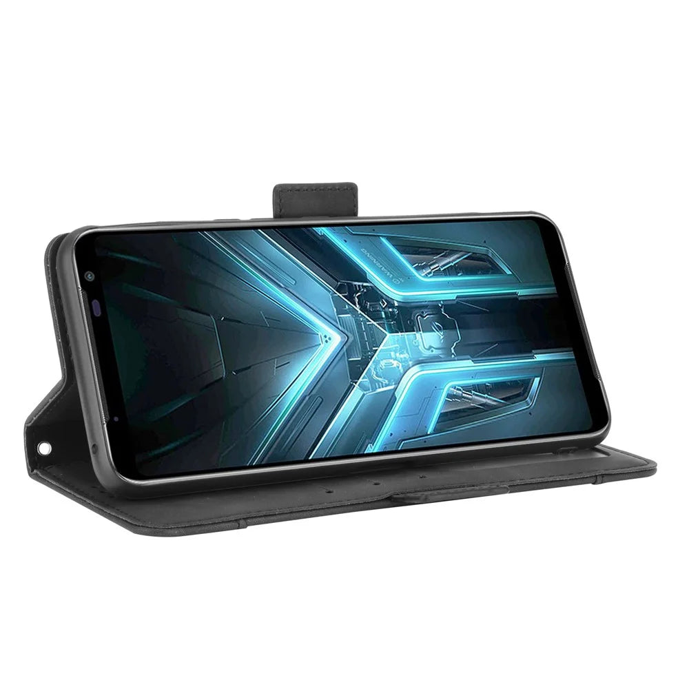 Wallet Stand Flip Leather Protective Case for Asus ROG Phone 3/ZS661KS/ROG Phone 3 Strix - Black - 7