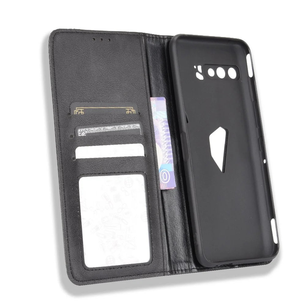 Retro Leather Stylish Phone Shell for Asus ROG Phone 3/ZS661KS/ROG Phone 3 Strix - Black - 5