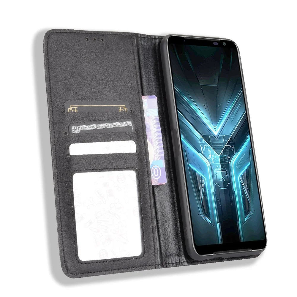 Retro Leather Stylish Phone Shell for Asus ROG Phone 3/ZS661KS/ROG Phone 3 Strix - Black - 6