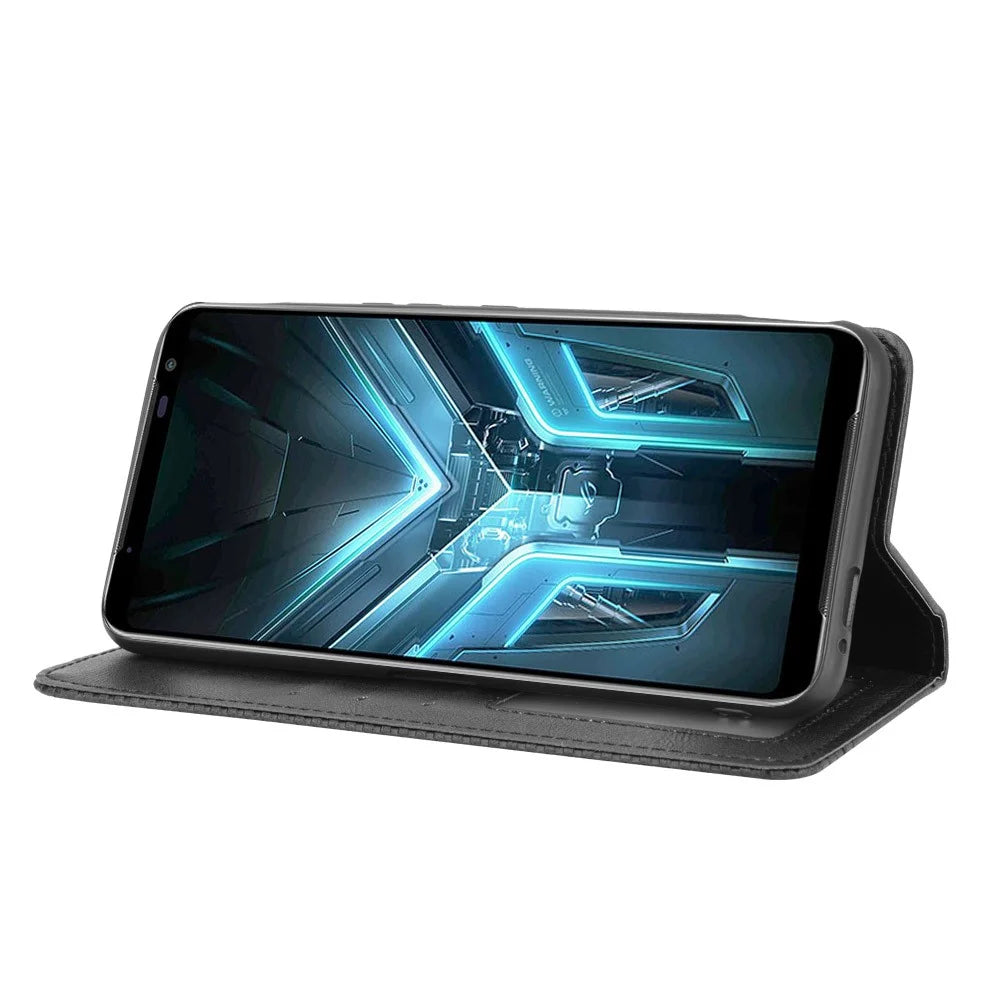 Retro Leather Stylish Phone Shell for Asus ROG Phone 3/ZS661KS/ROG Phone 3 Strix - Black - 7
