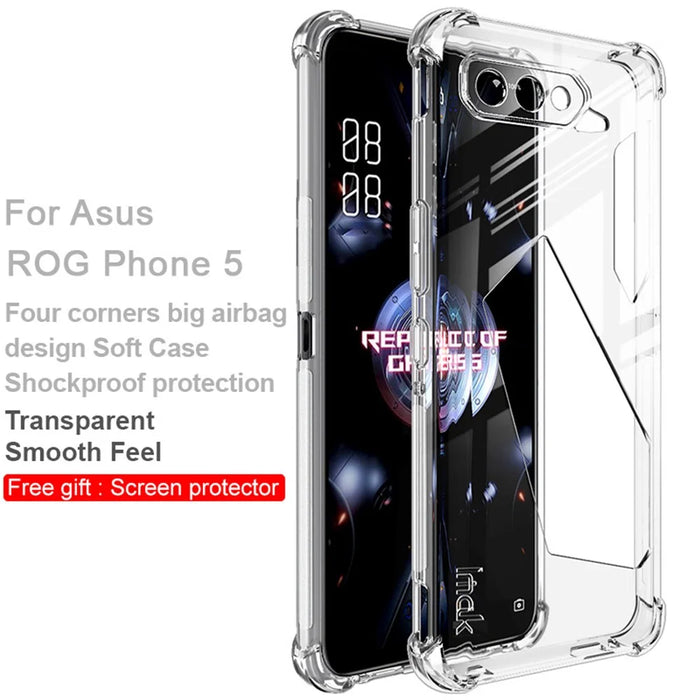 IMAK Well-Protected Flexible TPU Case with High Transparency Screen Protector for Asus ROG Phone 5/5 Pro/5 Ultimate - Transparent - 2