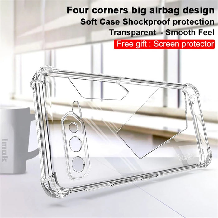 IMAK Well-Protected Flexible TPU Case with High Transparency Screen Protector for Asus ROG Phone 5/5 Pro/5 Ultimate - Transparent - 3