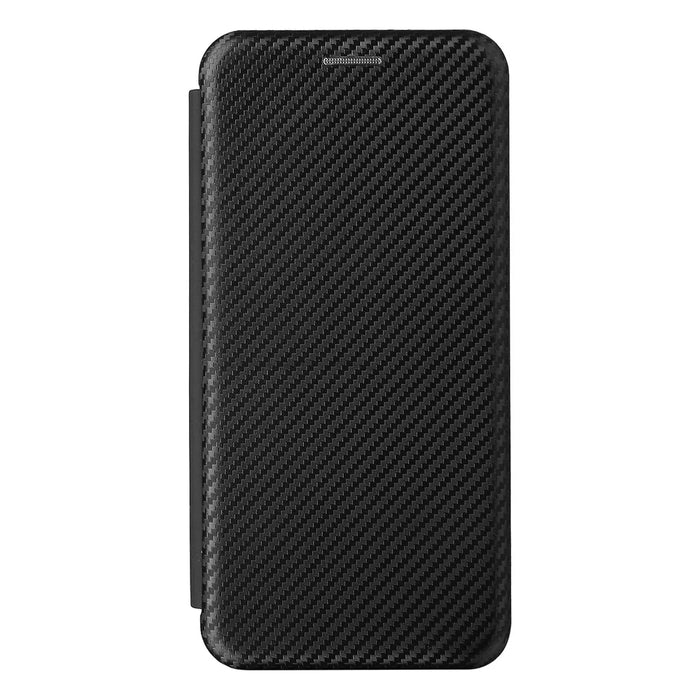 Carbon Fiber Texture Auto-absorbed Leather Cell Phone Case Shell with Card Holder for Asus Zenfone 8 - Black - 3