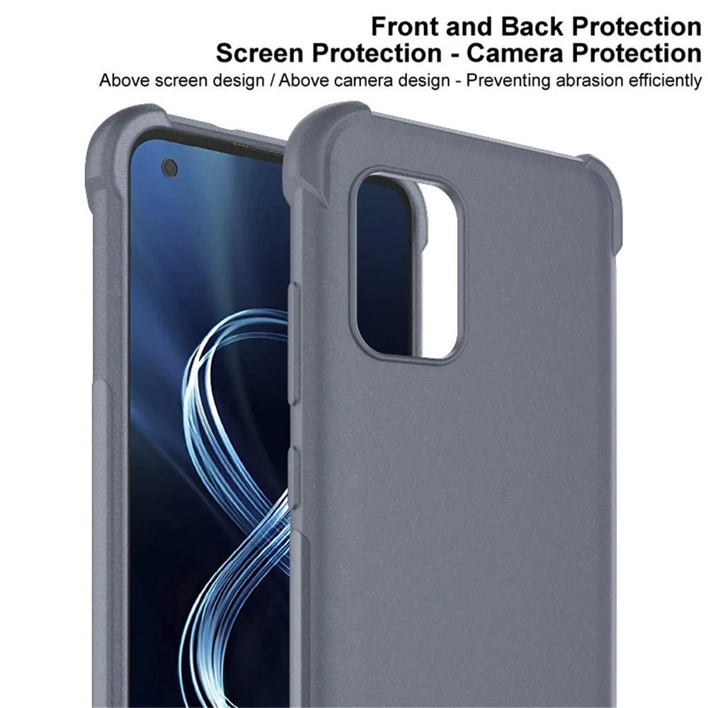 IMAK Four Corners Airbag Design Matte Finish Sandy Feel TPU Phone Case with Screen Protector for Asus Zenfone 8 ZS590KS - Matte Black - 4