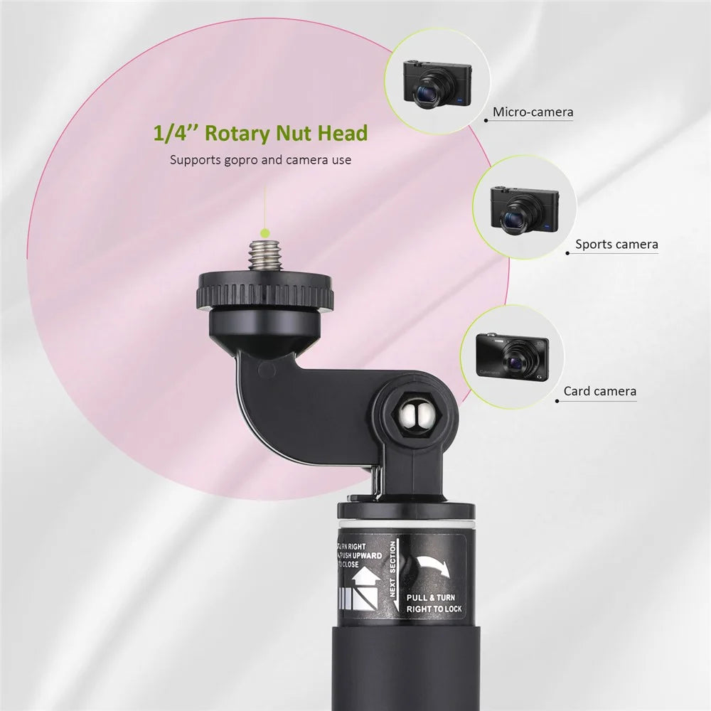 H611 5-Section Extendable Bluetooth-compatible Selfie Stick + Tripod Bracket for iPhone Samsung HTC LG Sony - Black - 4