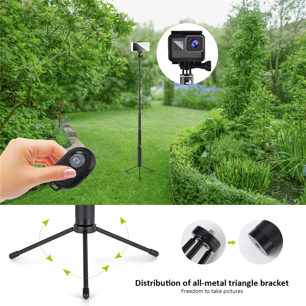 H611 5-Section Extendable Bluetooth-compatible Selfie Stick + Tripod Bracket for iPhone Samsung HTC LG Sony - Black - 6