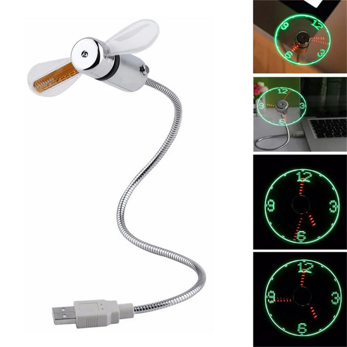 Flexible Gooseneck Mini USB Cooling Fan LED Clock Design Summer Cooler Fan - 1
