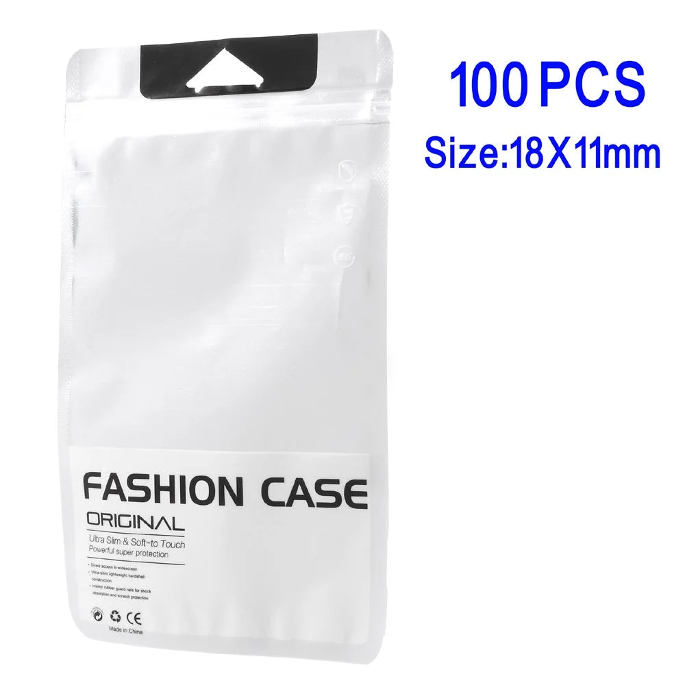 100Pcs/Lot Clear Retail Package PP Ziplock Bags for iPhone 7 Plus/Samsung Note7 Cases, 18 x 11cm - 1