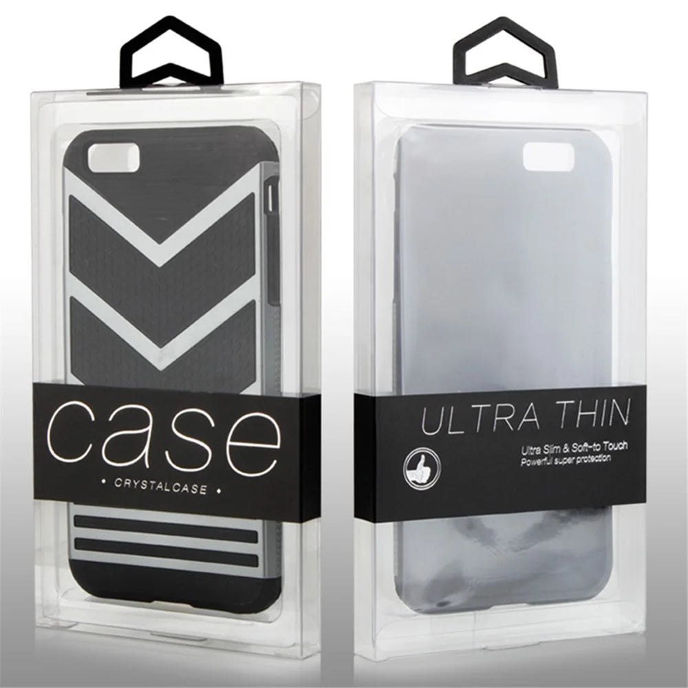 50Pcs/Lot KJ-666 Customizable PVC Package Packaging Box for iPhone 7 Plus Cases, Size: 187 x 105 x 15.5mm - Black - 1
