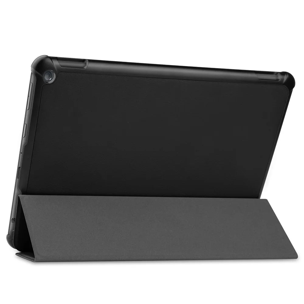 Litch Skin PU Leather Tri-fold Stand Tablet Cover for Amazon Fire HD 10 (2021) - Black - 6