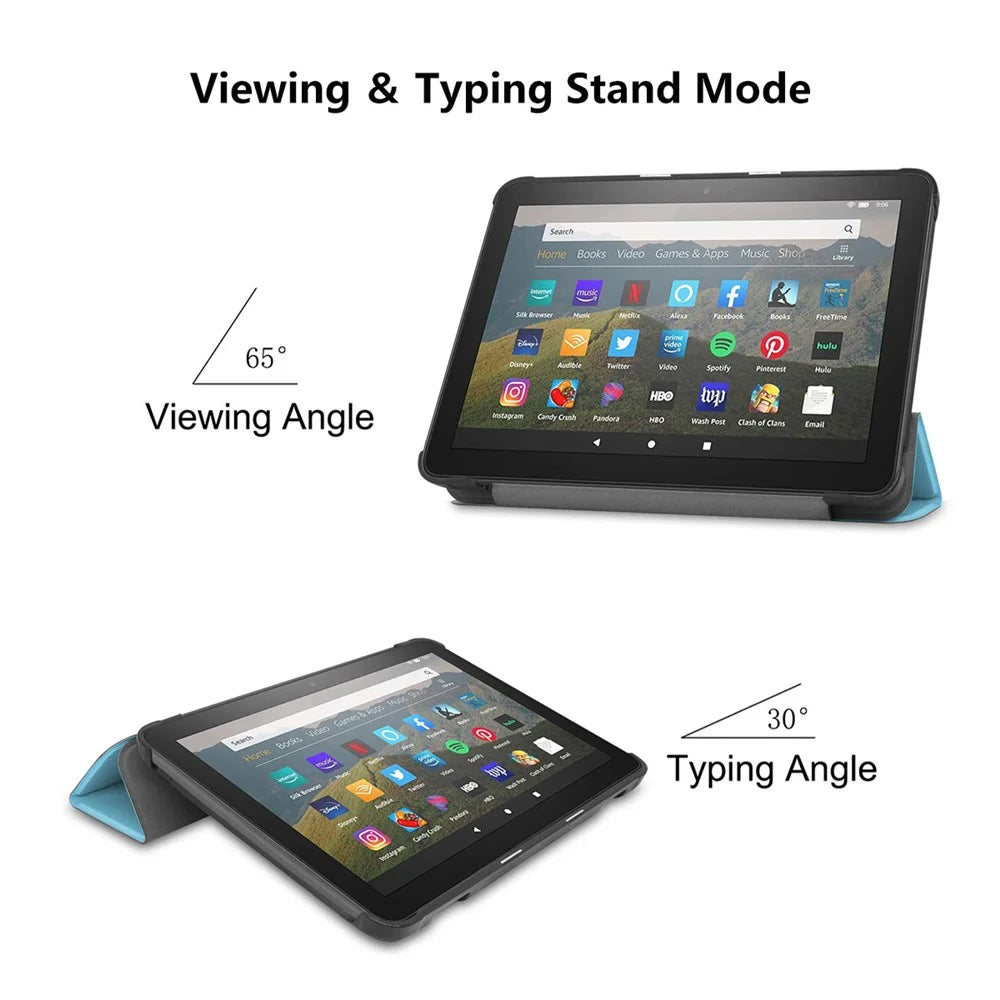ENKAY HAT PRINCEE Fine Quality Tri-fold PU Leather Auto-wake/Sleep Smart Tablet Stand Case for Amazon Fire HD 8 (2020)/8 Plus (2020) - Black - 3