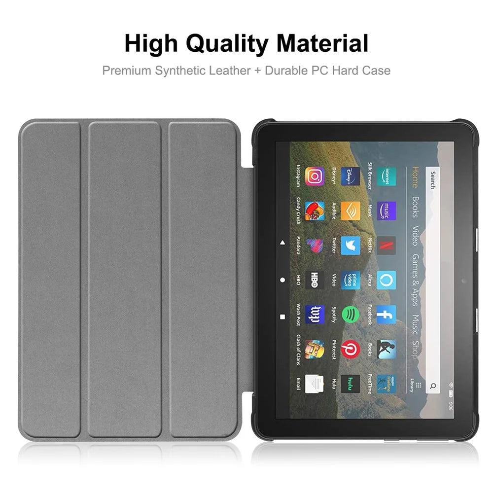 ENKAY HAT PRINCEE Fine Quality Tri-fold PU Leather Auto-wake/Sleep Smart Tablet Stand Case for Amazon Fire HD 8 (2020)/8 Plus (2020) - Black - 6