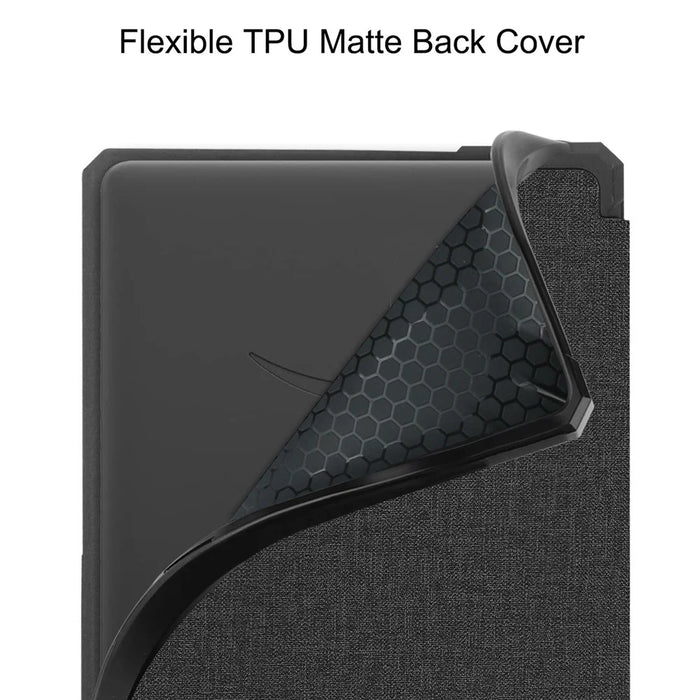 Shock-Absorbed Jeans Cloth PU Leather + TPU Protective Case Covering for Amazon Kindle Paperwhite 11th Gen (2021) - Black - 5